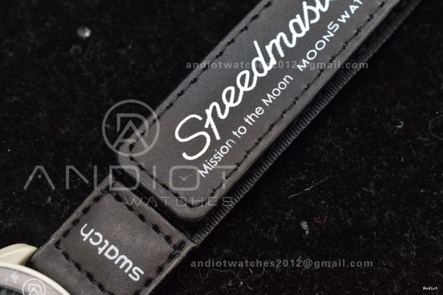 Moon Strap to The Moonwatch x Swatch Bioceramic Mission Quartz Omega on Nylon 1221